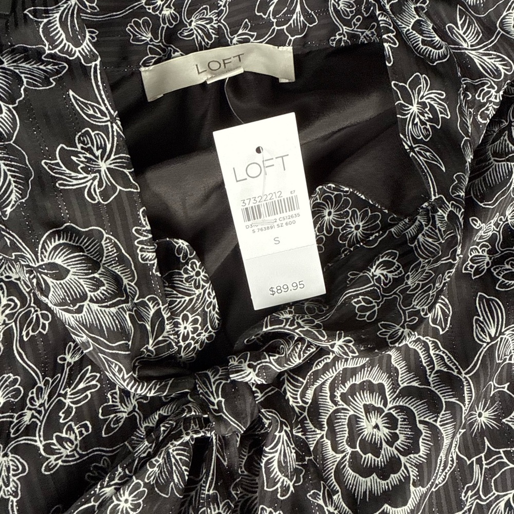 LOFT Black and White Floral Dress